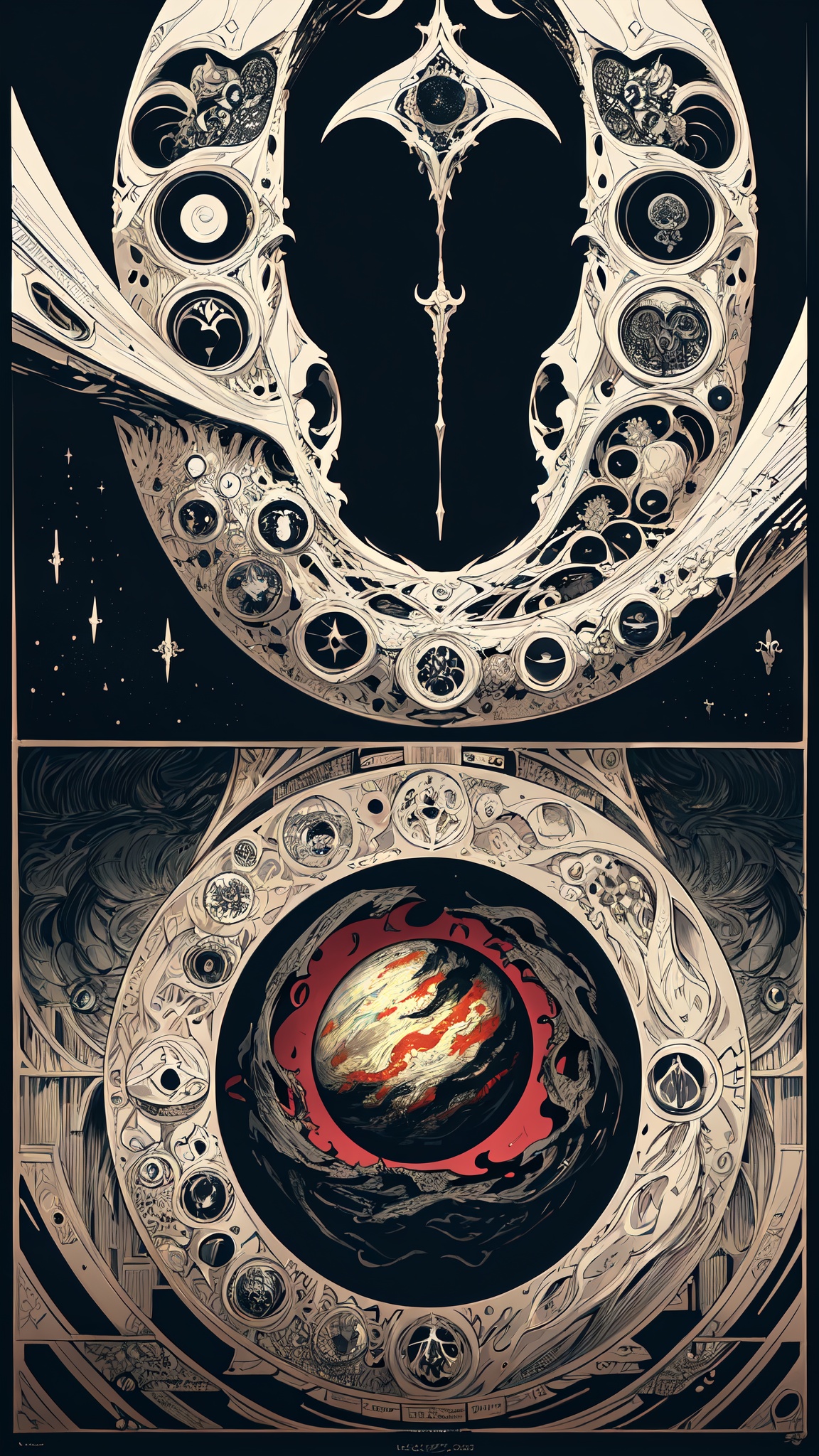 by Hariton Pushwagner and lovecraftian,  neo-pop,  a planet where the inhabitants have evolved to live in space on Tensor.Art