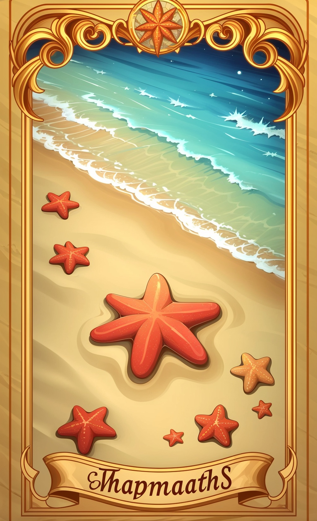 card, shoucang, no humans, starfish, sand, water,<lora:card2:0.6>,masterpiece,high quality,