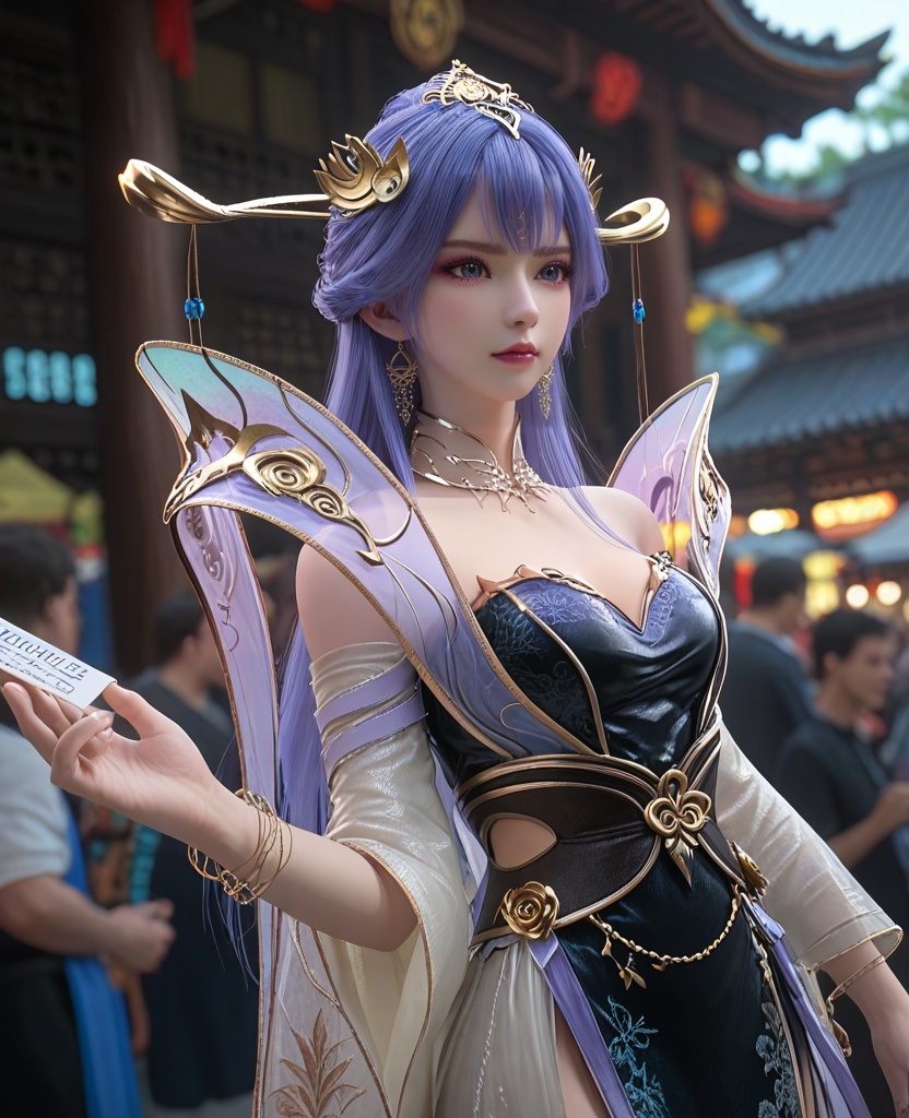 (oriental architecture, elegant decor, sophisticated style:1.1),(Standing in a crowd, holding a sign, participating in a peaceful protest or demonstration,:1.1),(breasts:1.2),<lora:XL百炼成神天穹:0.9>,miss tianqiong,jewelry,long hair,hair ornament,bangs,blue hair,dress,earrings,bare shoulders,purple eyeshadow,blue eyes,bracelet,cleavage,detached collar,, zPDXL2, score_9, score_8_up, score_7_up BREAK realistic, masterpiece,best quality, highly detailed,, zPDXL3, zPDXL2,zPDXL, zPDXLxxx, zPDXLrl,