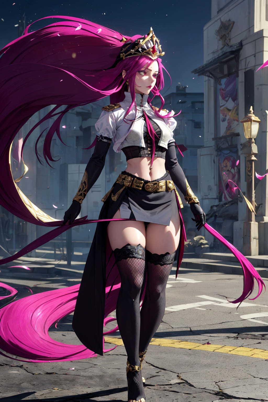 an accurate and detailed full body shot of a young ***** female character named Rosaltis,  a determined and mysterious aur...