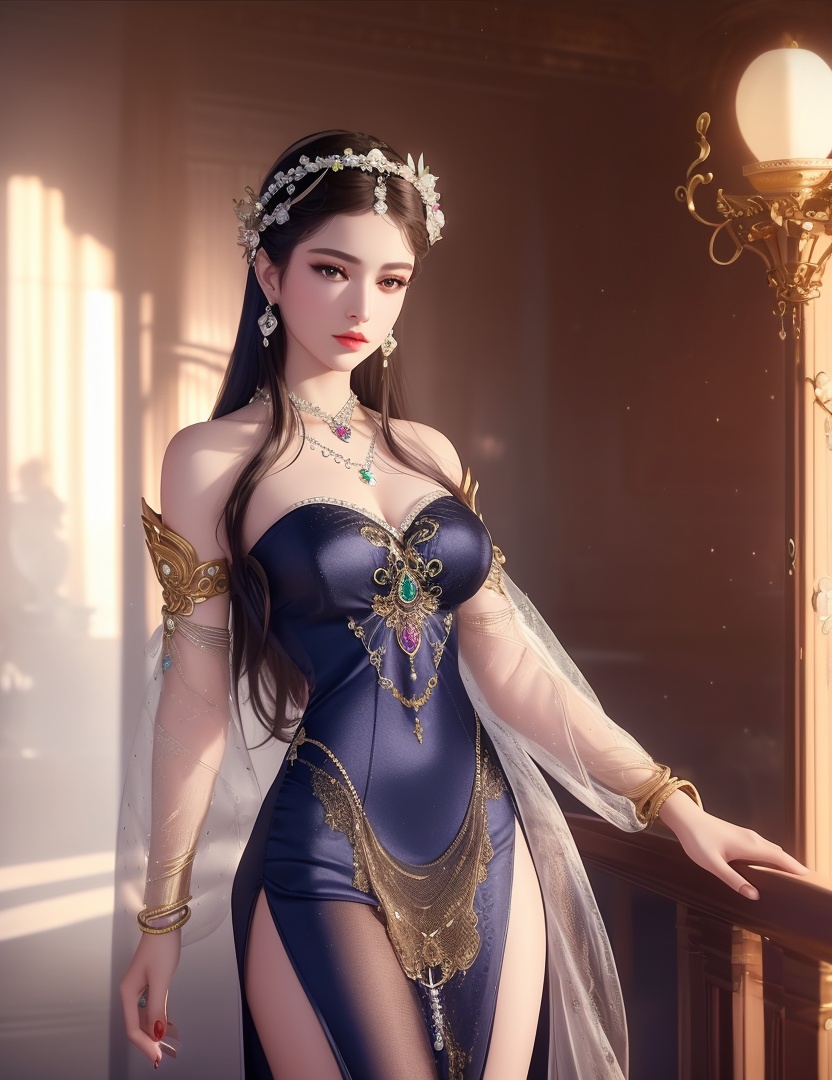 ultra realistic 8k cg, picture-perfect face, flawless, clean, masterpiece, professional artwork, famous artwork, cinematic lighting, cinematic bloom, perfect face, beautiful face, fantasy, dreamlike, unreal, science fiction,  beautiful clothes, lace, lace trim, lace-trimmed legwear,  (rich:1.4), prestige, luxury, jewelry, diamond, gold, pearl, gem, sapphire, ruby, emerald, intricate detail, delicate pattern, charming, alluring, seductive, erotic, enchanting, hair ornament, necklace, earrings, bracelet, armlet,halo((,1girl, pov,))(((,  1girl,  solo,looking at viewer, ))),(((1girl, solo, dress, jewelry)))<lora:DA_WhiteSnakeGreenSnake:0.7>