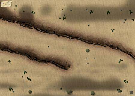 a map of a desert area with rocks and trees on Tensor.Art