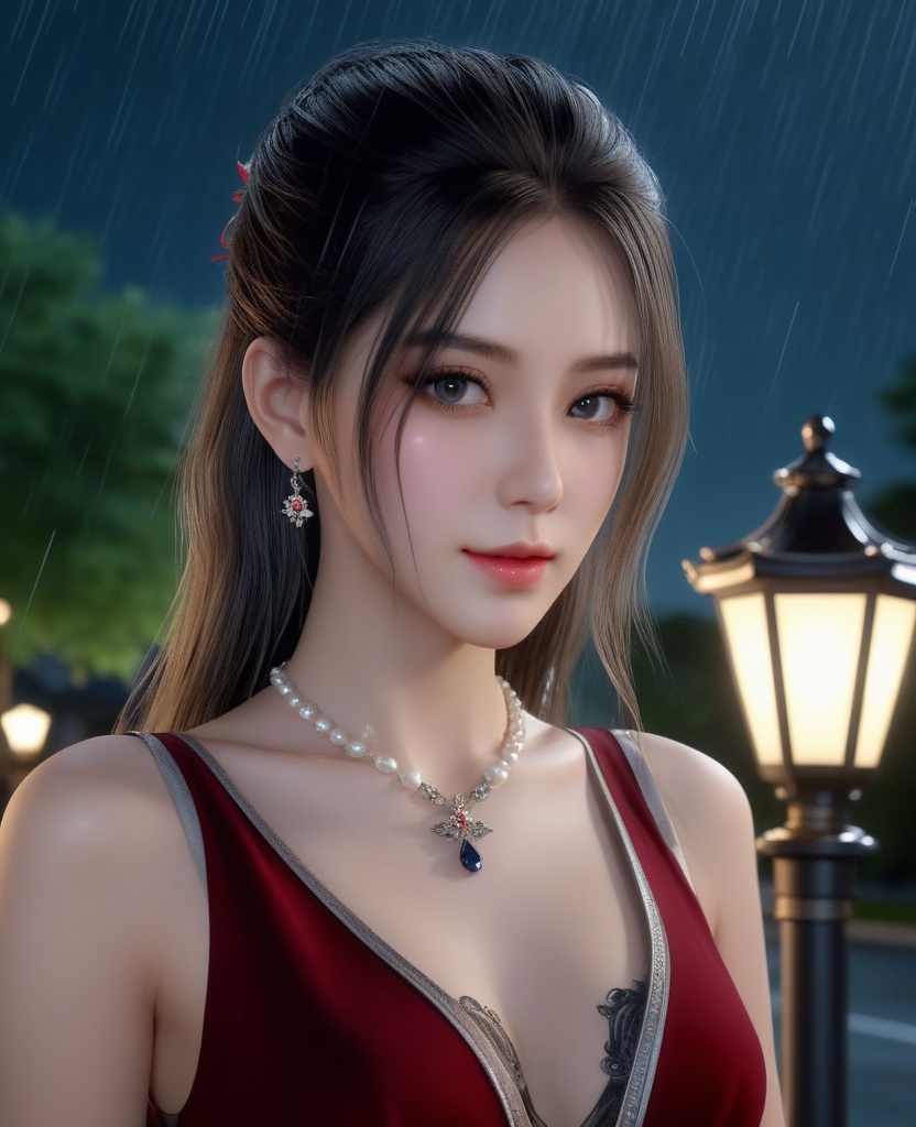 <lora:574-DA-XL-天行九歌-焰灵歌:0.8>(,1girl, ,best quality, ),looking at viewer, ,ultra detailed 8k cg, ultra detailed background,  ultra realistic 8k cg,          cinematic lighting, cinematic bloom, (( , )),,  , unreal, science fiction,  luxury, jewelry, diamond, pearl, gem, sapphire, ruby, emerald, intricate detail, delicate pattern, charming, alluring, seductive, erotic, enchanting, hair ornament, necklace, earrings, bracelet, armlet,halo,masterpiece, (( , )),,  ,cherry blossoms,(((, night,night sky,lamppost,  ultra high res, (photorealistic:1.4), raw photo, 1girl, , rain, sweat, ,wet, )))(( , ))   (cleavage), (),