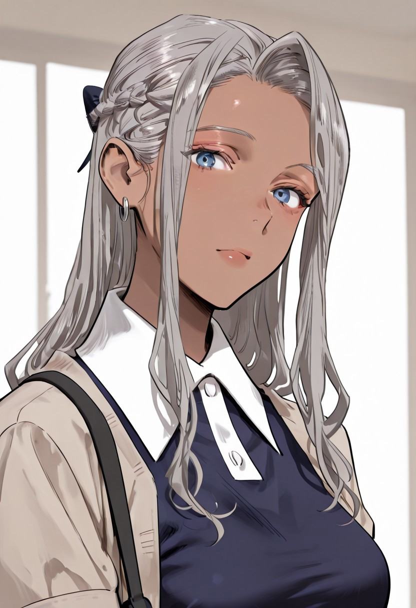 Hayasaka,  light caramel skin,  ash grey hair on Tensor.Art