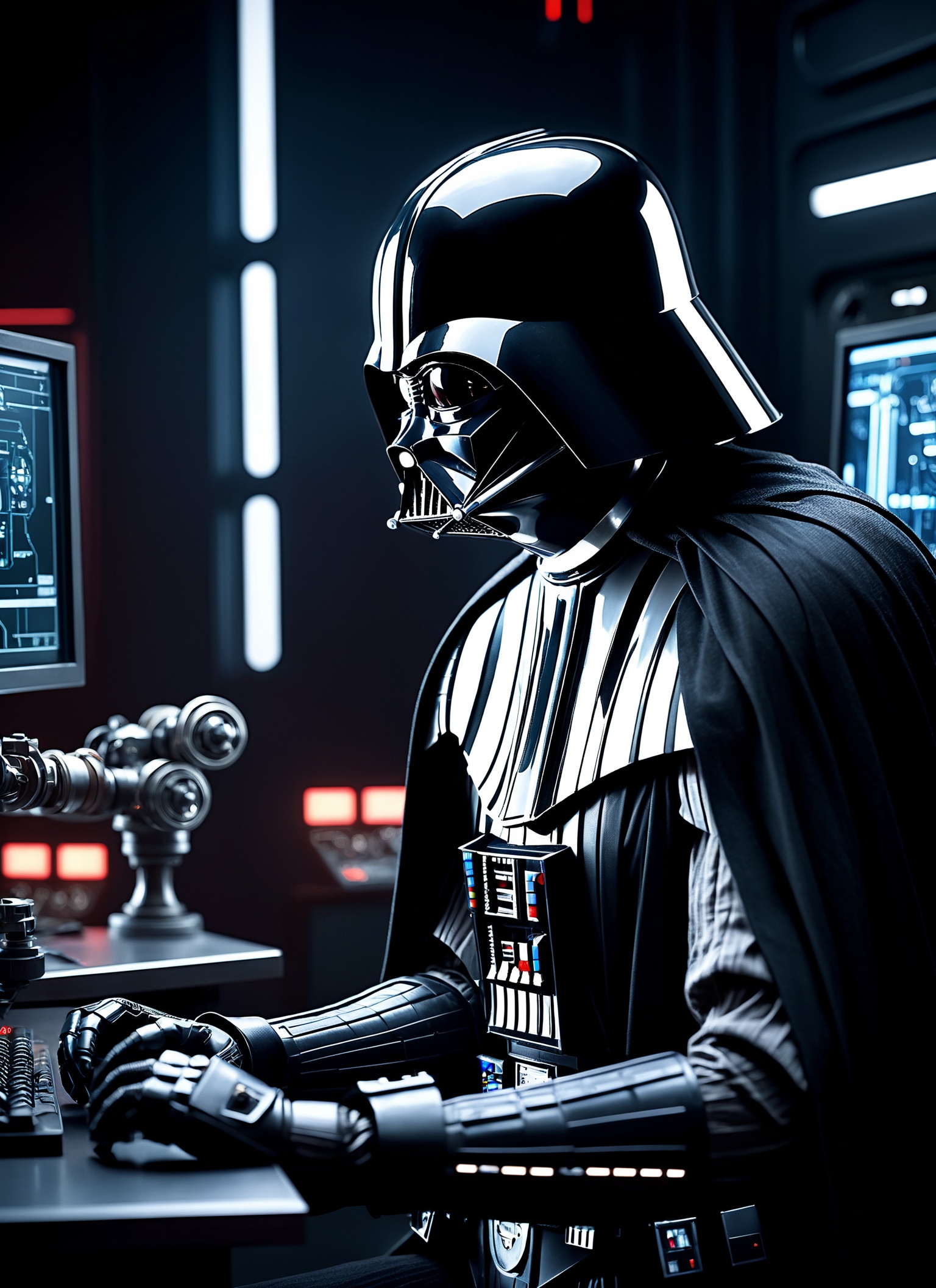 photorealistic cinematic still High angle anime-style illustration,  Darth Vader:1.4, on Tensor.Art