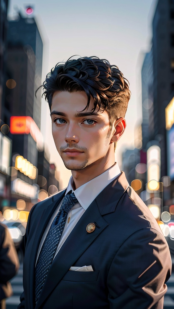 (best quality,  masterpiece,  hyper realistic) 1 elegant business man on Tensor.Art