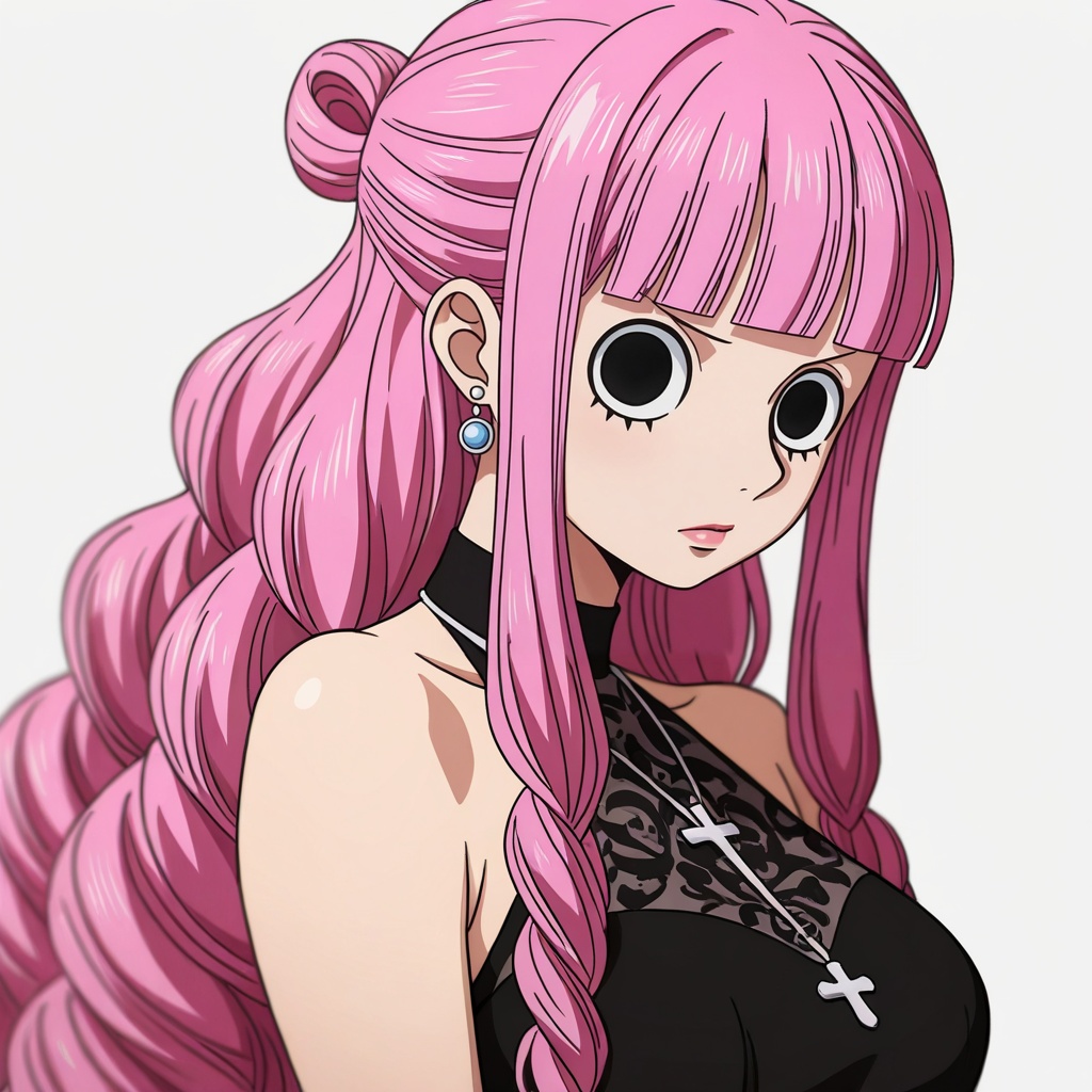 depth of field,masterpiece,best quality,very aesthetic,alternate costume,alternate costume,2024,2023,perfect composition,ultra-detailed,extreme aesthetic,masterpiece,best quality,good quality,newest,year 2024,year 2023,very aesthetic,absurdres,looking_at_viewer,colorful,1girl,solo,dress,breasts,jewelry,large breasts,earrings,bare shoulders,sleeveless,halterneck,looking at viewer,41,white_background,simple background,upper_body,<lora:佩罗娜:0.6>,perona one piece,perona\(one piece\),1girl,perona,long hair,pink hair,black eyes,drill hair,blunt bangs,