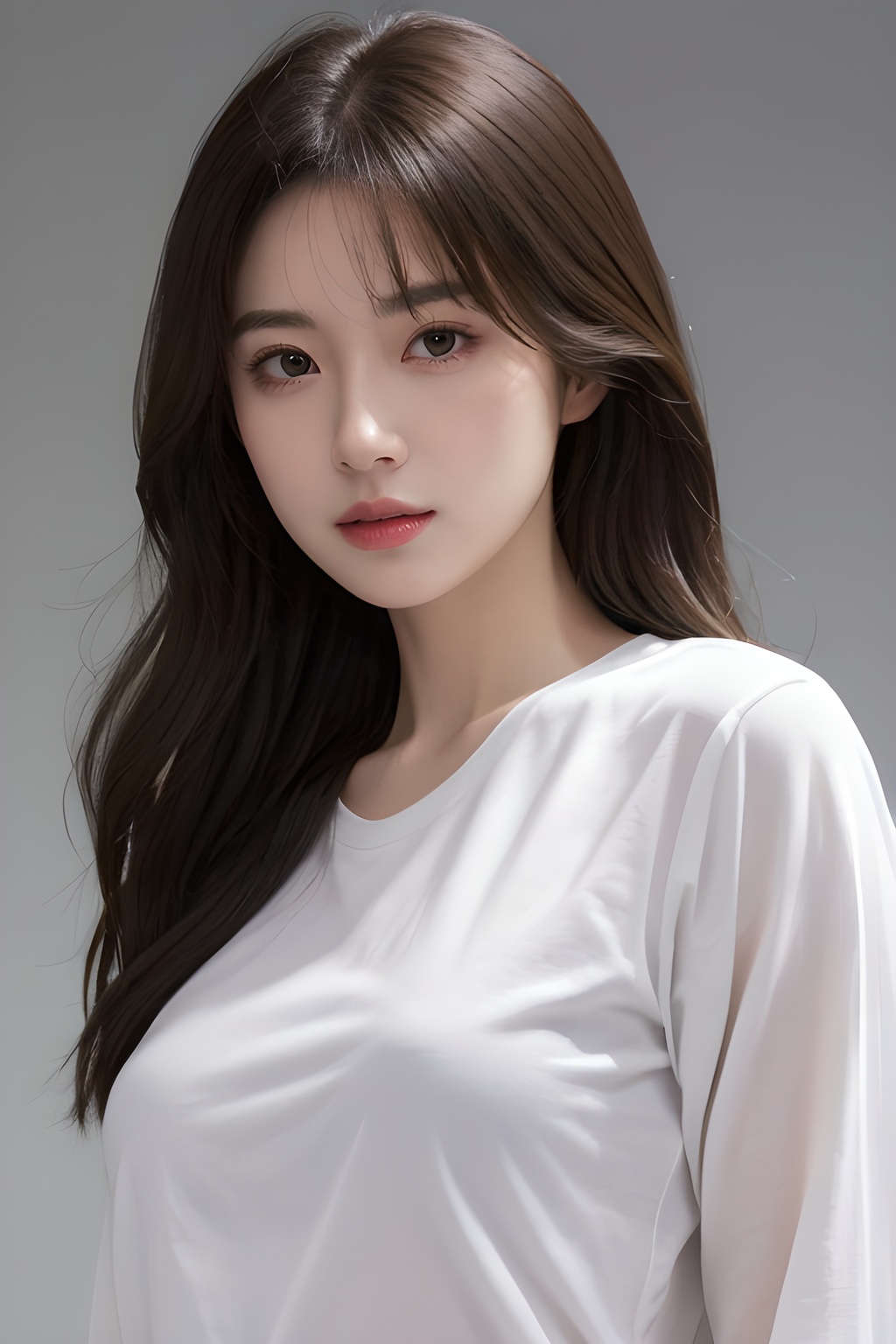 <lora:0813_05:0.7>,simple background,white_shirt,, 1girl,realistic,masterpiece, best quality, photorealistic, HDR,detail