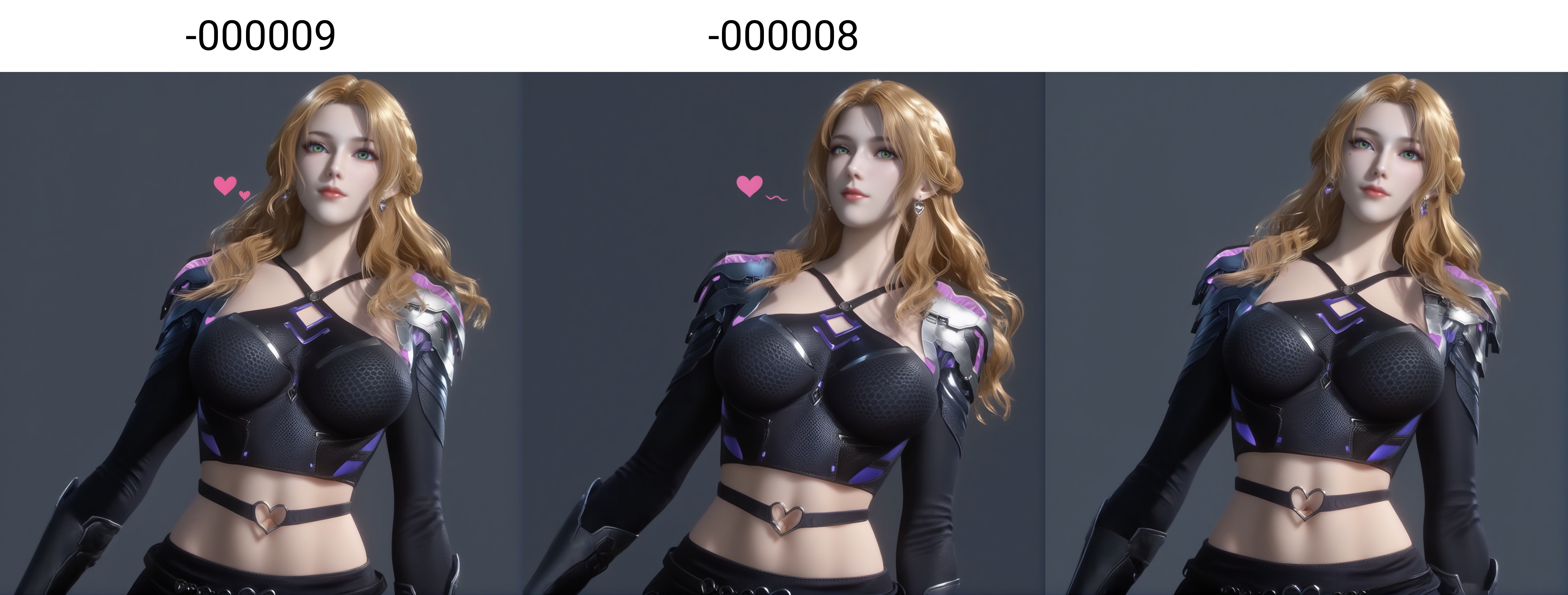 (score_9),upper body,<lora:珍妮特-apony-000009:0.83>,znt,1girl,solo,long hair,blonde hair,earrings,green eyes,braid,mole under eye,crop top,belt buckle,shoulder armor,midriff,black skirt,navel,groin,groin tendon,<lora:perfect eyes_v1:0.8>,light blush,Expressiveh,<lora:Expressive_H-000001:0.8>,collarbone,(glamor:1.2),curvy,BREAKlooking at viewer,<lora:e肤色滑块:0.5>,fair_skin,(pale_skin),(white skin),<lora:e色温:0.35>,light skin,BREAKsimple background,grey background,ultra-detailed skin texture,detailed textures,4K ultra HD,sharp focus,high detail,natural lighting,high contrast,hearts,<lora:SDS-XL泛光调节器_v1.0:1>,Volumetric Lighting,Tyndall effect,