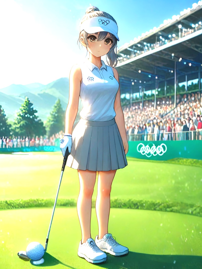 source_anime,  playing golf,  holding golf club stick on Tensor.Art