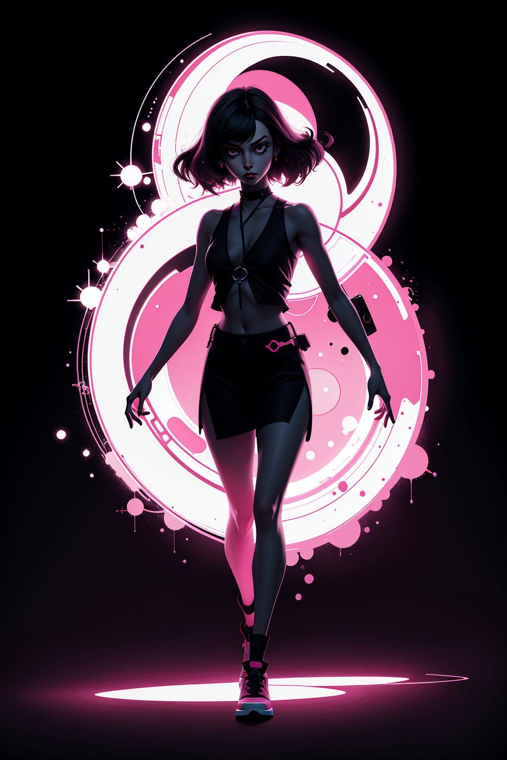 1girl,  dark background,  blacklight on Tensor.Art