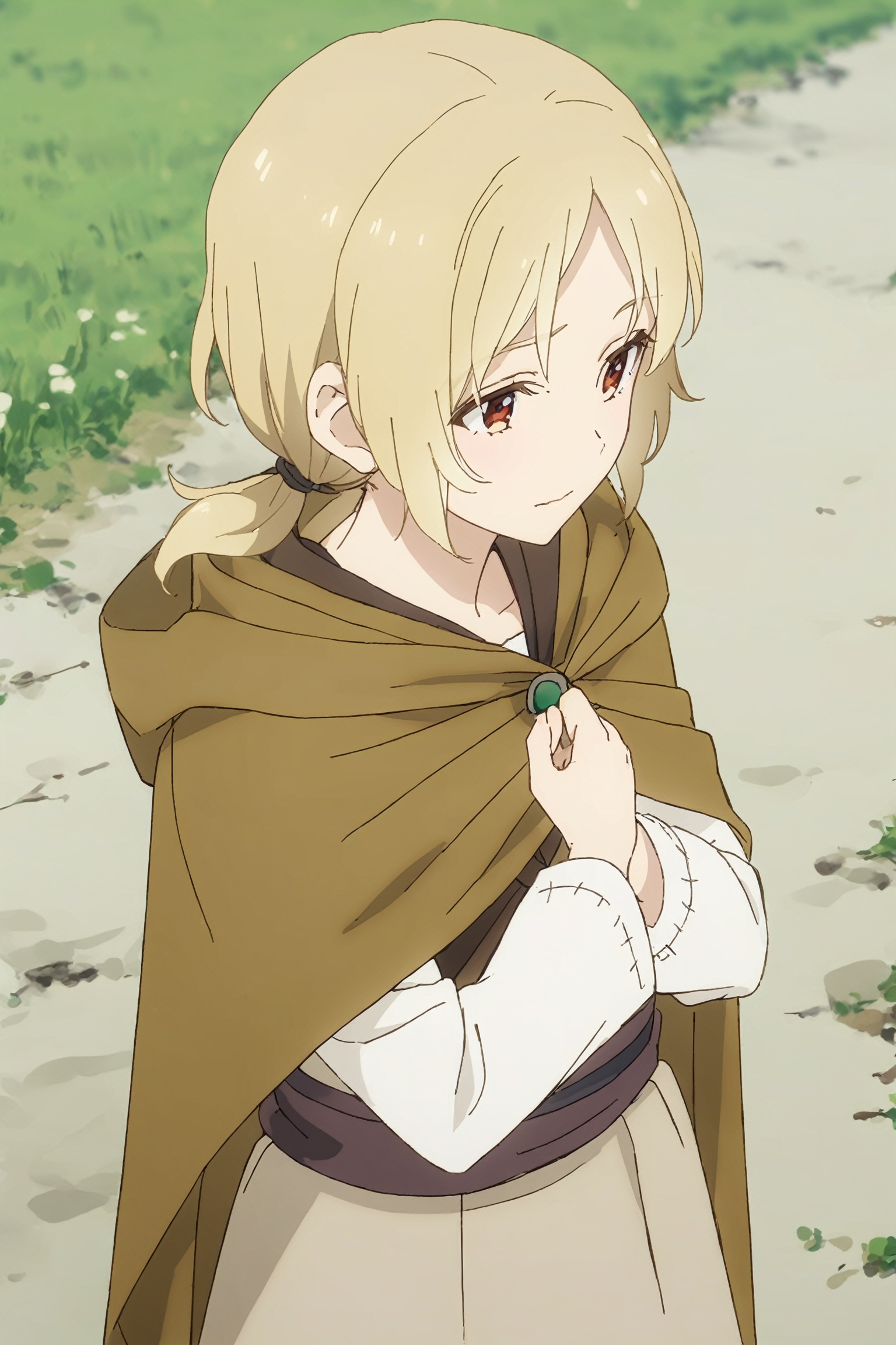 blonde hair,  low ponytailshort hairhooded cloak,  cape on Tensor.Art