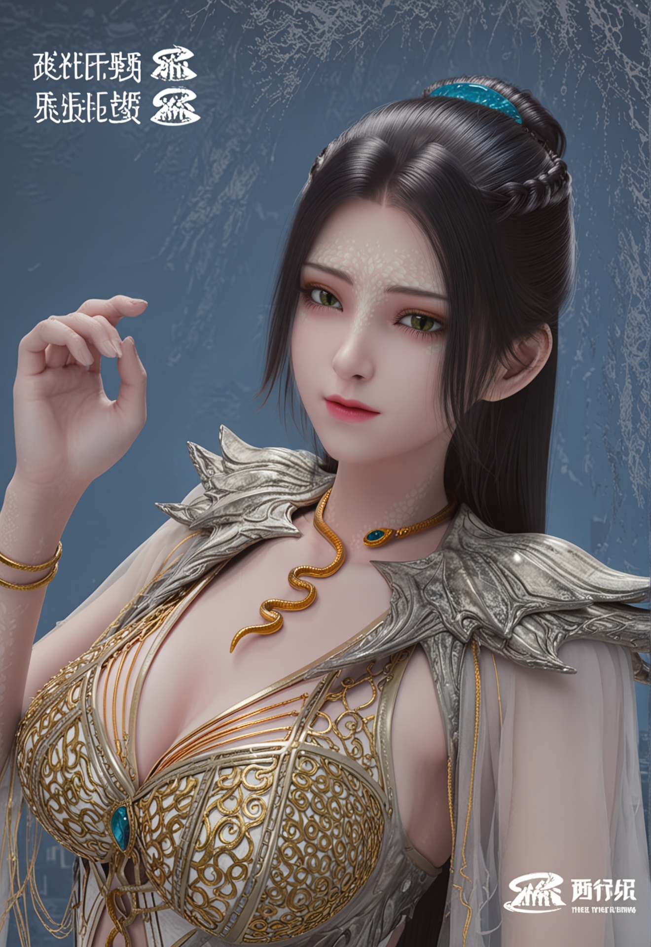 score_9,1girl,solo,breasts,long hair,cleavage,jewelry,(large breasts:1.3),black hair,looking at viewer,necklace,<lora:lora:0.8>,