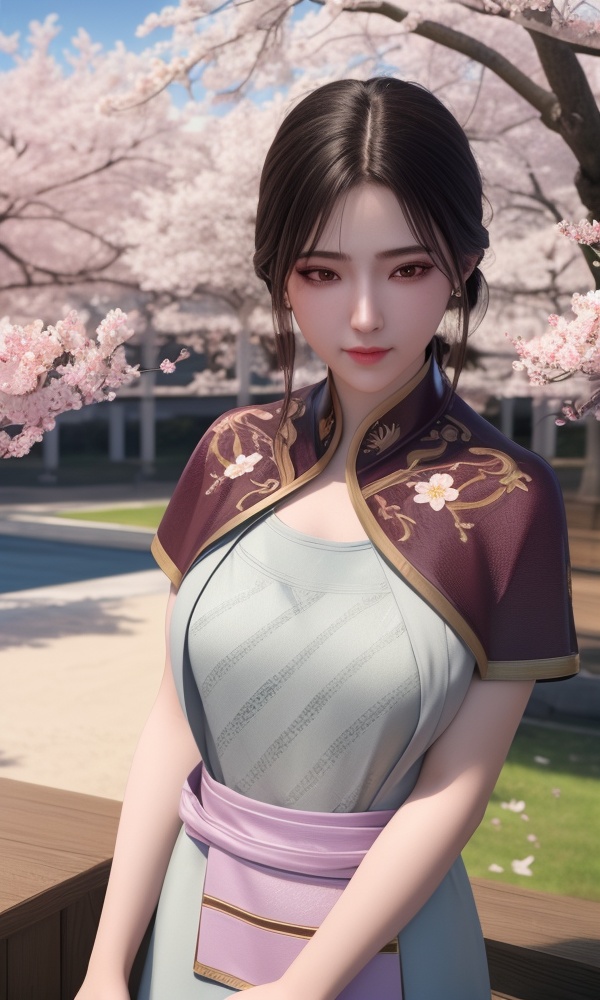 (,1girl, ,best quality, ),looking at viewer, <lora:379-DA-紫川-林秀佳:0.8> ultra detailed background,ultra realistic 8k cg,ultra detailed 8k cg,masterpiece,upper body,  (( , )),, ,science fiction,mole, ultra realistic 8k cg, ,tamari \(flawless\),   ,outdoors, sun,sunlight, cherry blossoms,      (()), (),