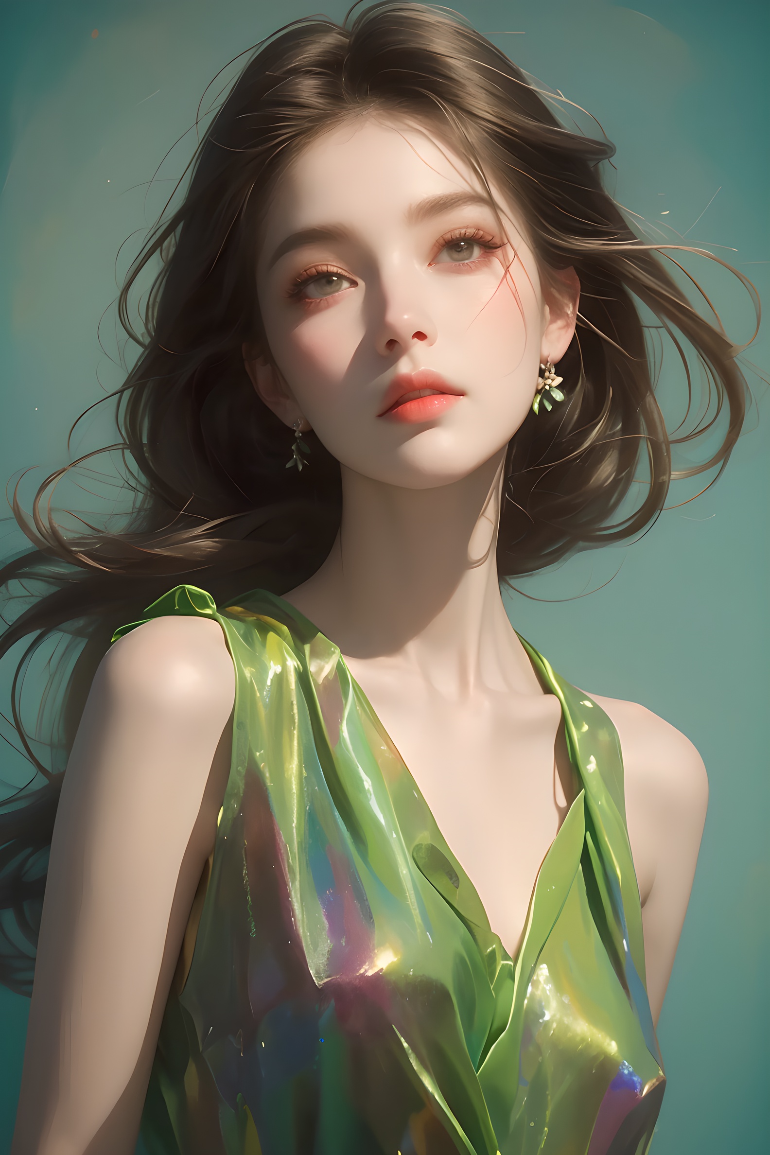 Psychedelic style doodle of a girl,pretty face,lovely dress,dynamic angle,flowers,plants,Vibrant colors,abstract forms,surreal,full_body, <lora:春风十里:0.8>