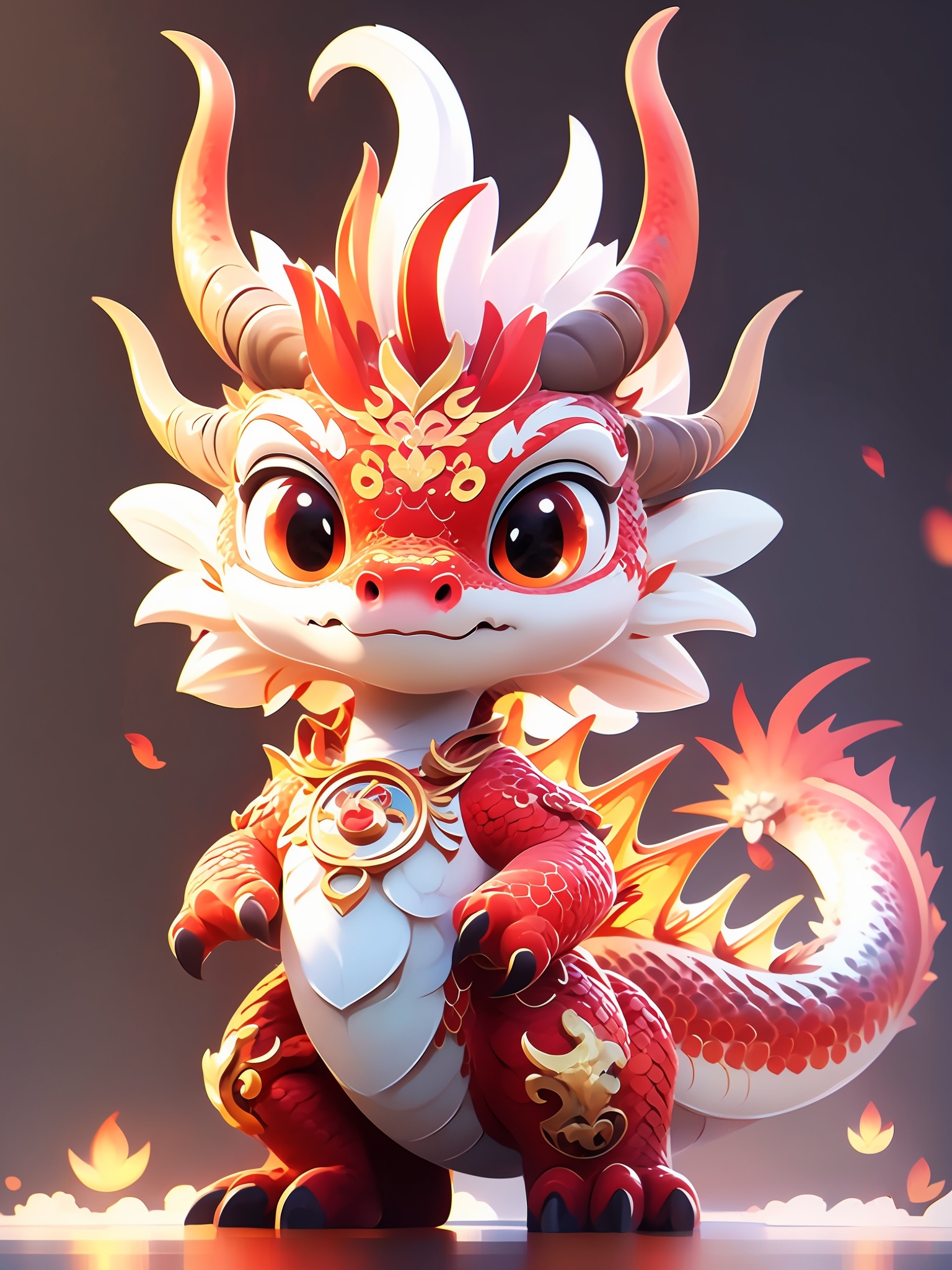 HTTP, horns, solo, jewelry,full body,chibi,  tail, claws, dragon, dragon tail, scales, looking at viewer,colored sclera<lora:HTTP_20231214213332:1>