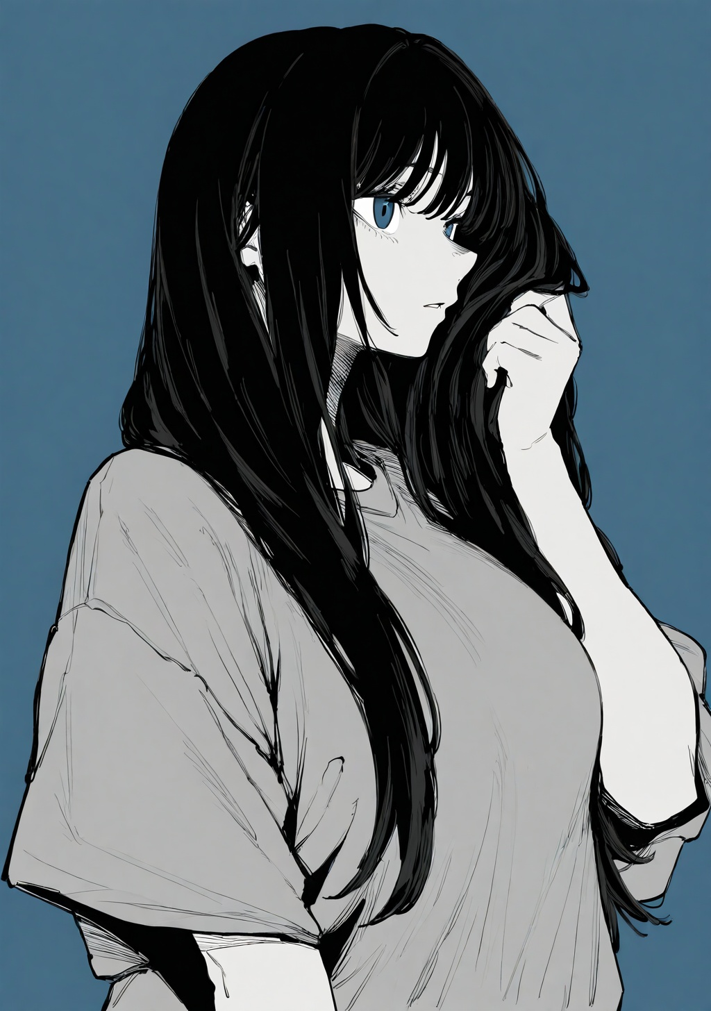 1girl,  spot color,  monochrome on Tensor.Art