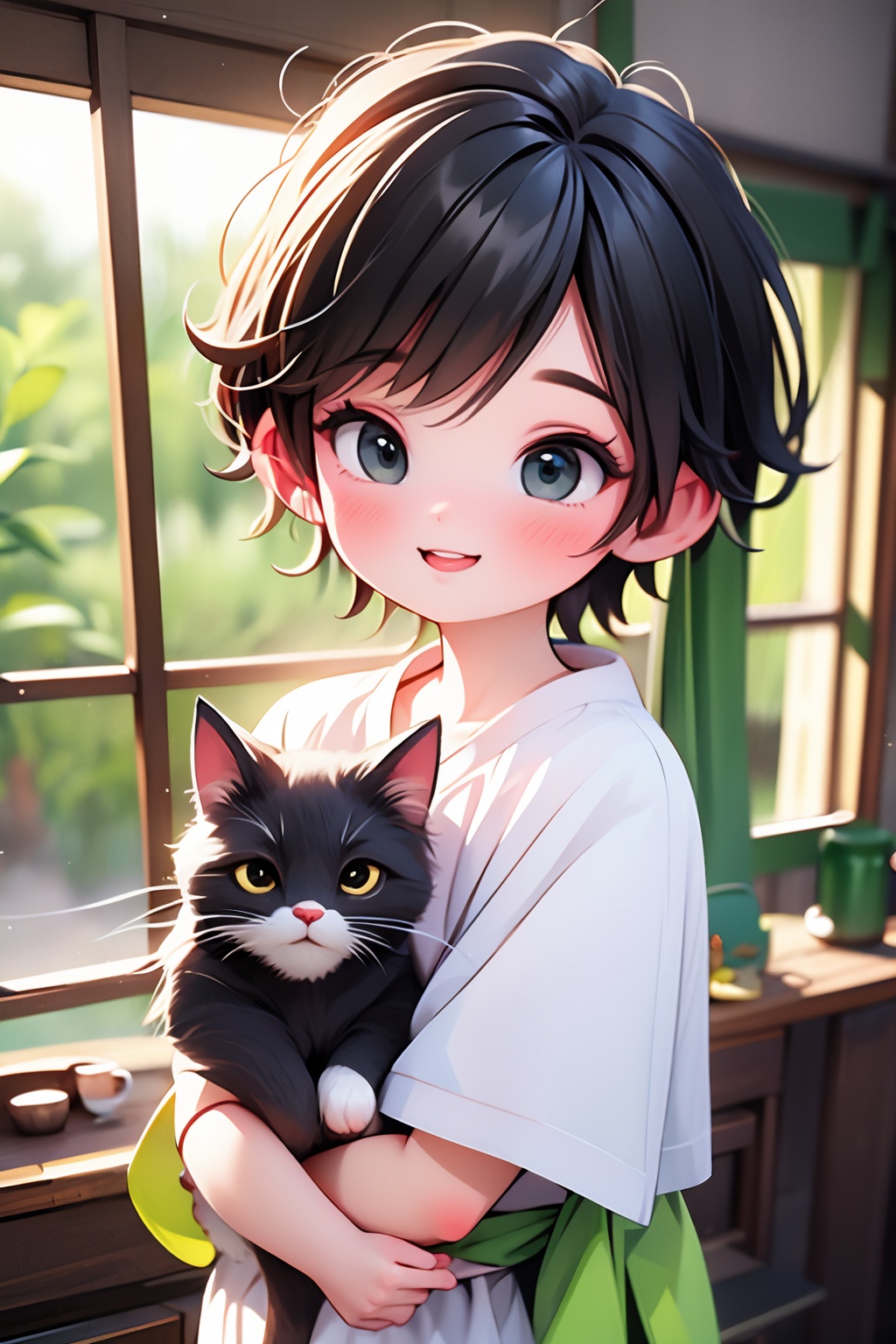 (1boy:1.2),cat,(indoor:1.2),