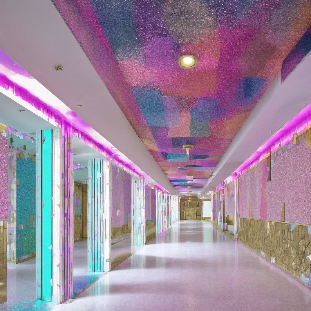 liminalspaces,  A crystalline palace,  where walls and ceilings are made of prismatic crystals on Tensor.Art