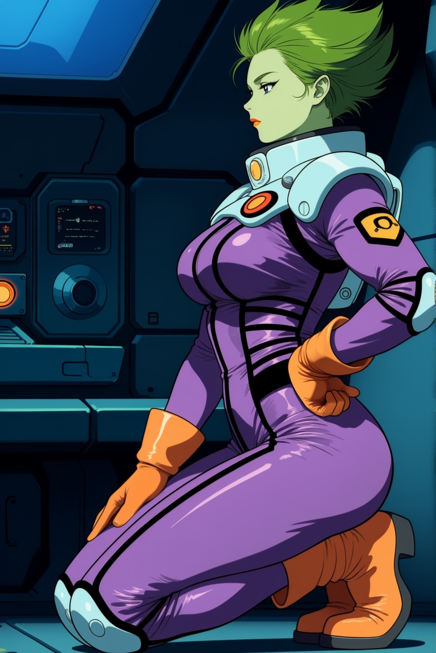 Veffidas_Feaze,  large breasts,  short green hair on Tensor.Art
