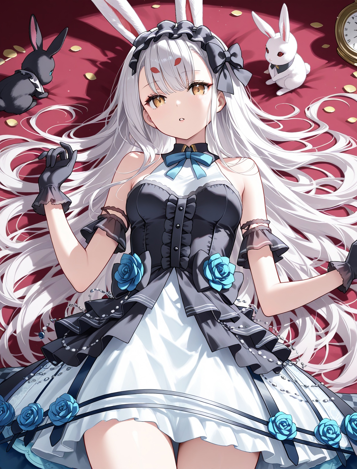 <lora:shimakaze_IL_v1.0:1>,shimakaze \(the white rabbit of wonderland\) \(azur lane\),alice \(alice in wonderland\),parted lips,, masterpiece,best quality,
