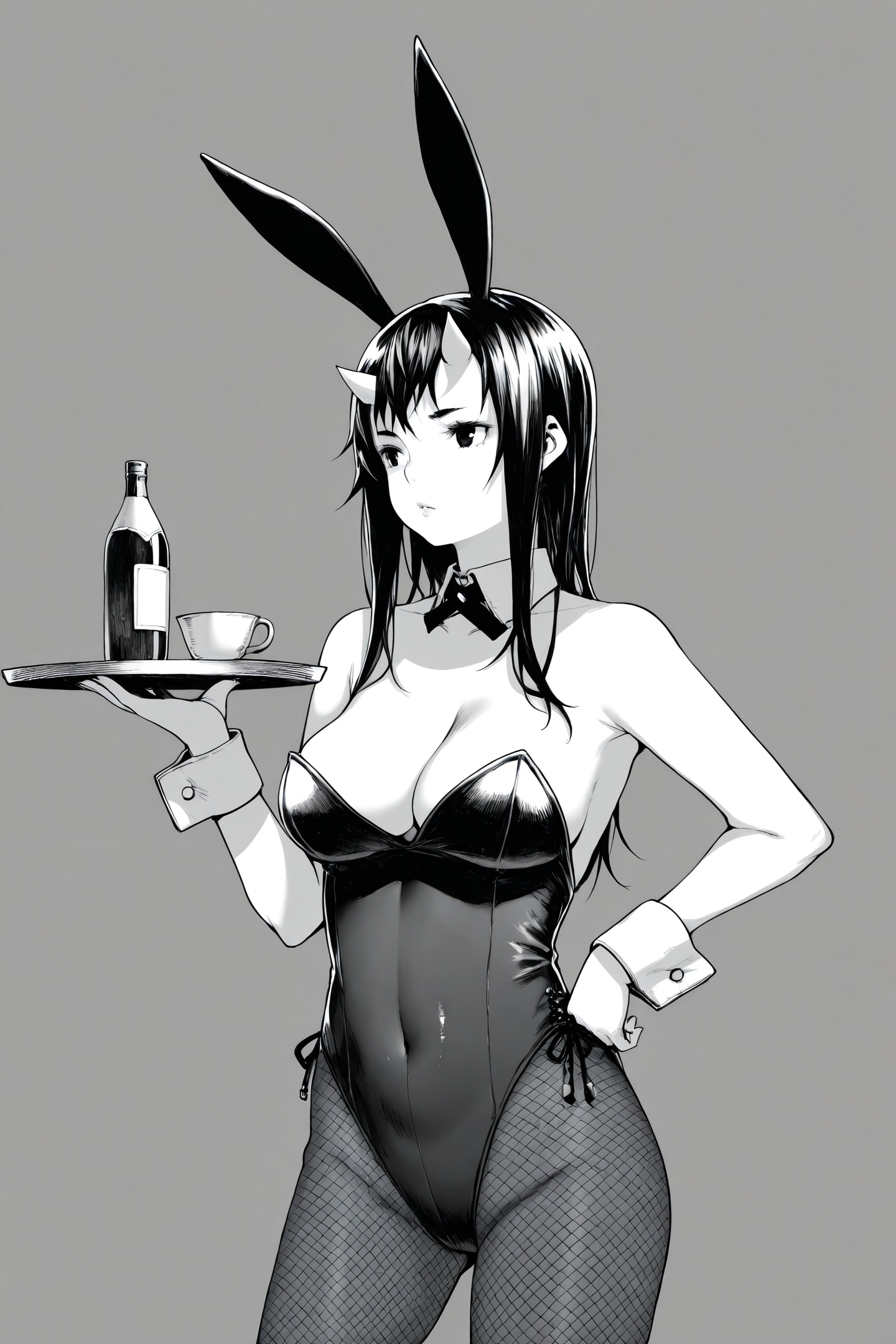 Ebisumaru Style,  1girl,  monochrome on Tensor.Art