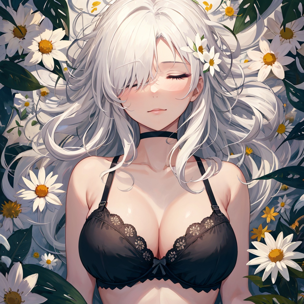 1girl,  black bra,  large firm breasts on Tensor.Art