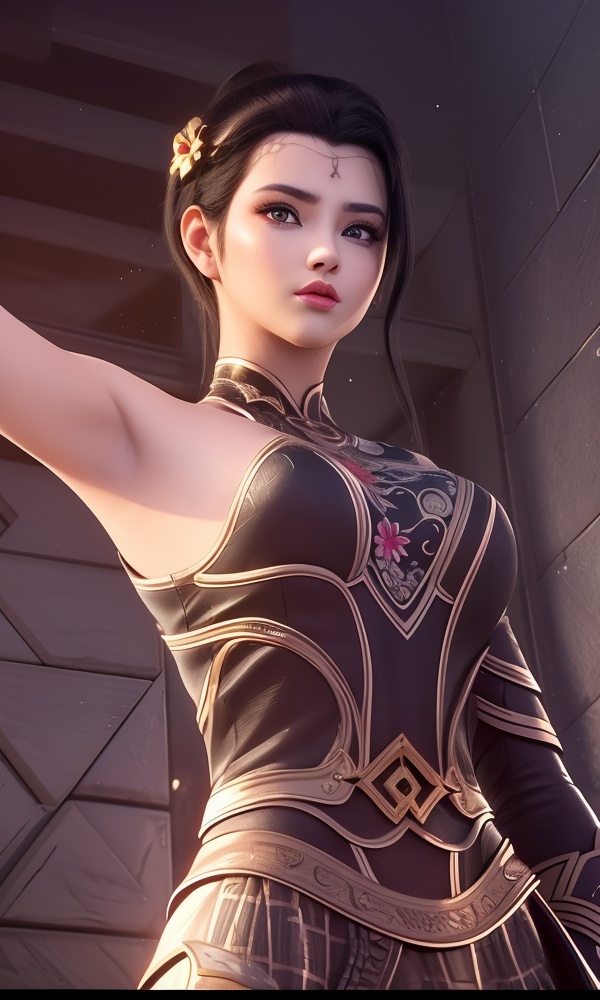 (,1girl, ,best quality, ),looking at viewer, <lora:378-DA-大主宰-唐芊儿:0.8> ,,ultra detailed background,ultra detailed background,ultra realistic 8k cg,, ,masterpiece, (( , )),ultra realistic 8k cgSurrounded by strange, movie perspective, advertising style, Colorful background, splash of color A beautiful woman with delicate facial features,tattoo all over body, flower arms, from below,