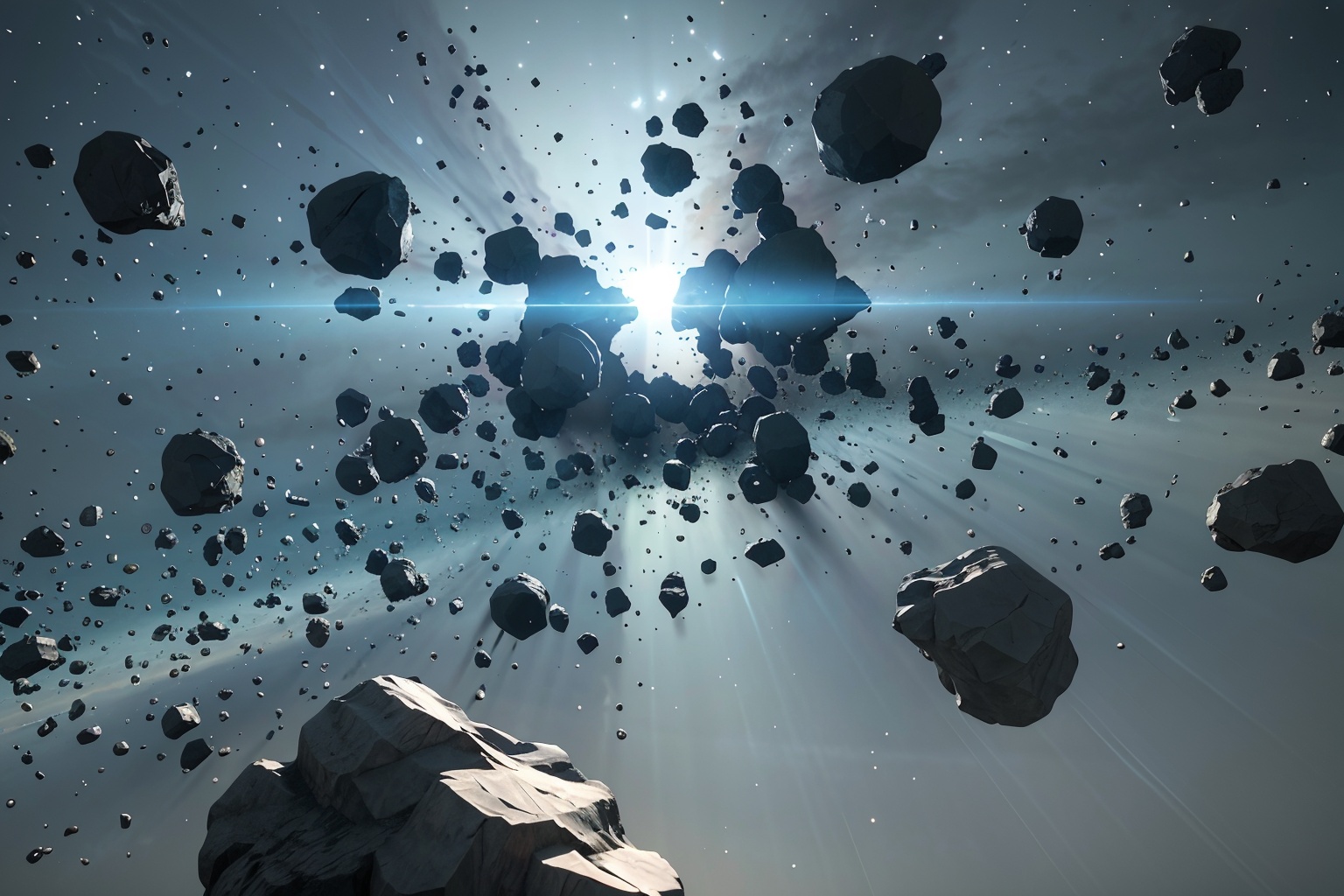 3d, realistic, highres, high quality, octane render, detailed, 4k wallpaper, sci-fi, cyber, cinematic light,(masterpiece), debris, scenery, spacerock-scatter style,  <lora:scatter rocks_20231128185243-000003:0.9>