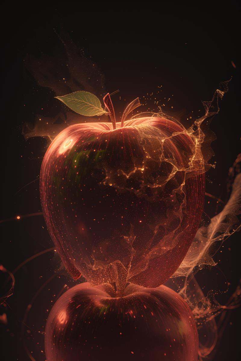 glow particle,  red theme,  apple on Tensor.Art