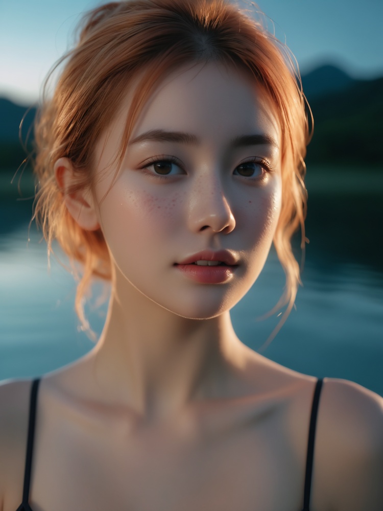 RAW photo,(caught night swimming),cute (unaware:1.5) girl,out in a calm lake,voyeurism,(realistic skin texture:0.99),8k uhd,amazing level of detail,masterpiece,(by moonlight:0.9),Strawberry-Blonde hair,(mist rising in the background, hazy:1.3),(nudity:0.3),(large breasts:0.3),in the dark,shadowy,vulnerable,large breasts:1.1,night time,. 4k,highly detailed. skin imperfections,freckles,detailed skin texture,natural skin texture,detailed cloth texture,beautiful detailed perfect face,perfect face,(high quality, best quality:1.3),Extremely high-resolution,photographic,lifelike,8k,photo-realistic,amateur photo,UHD,cinestill 800 tungsten,cinematic photography by person,Fujifilm Superia Premium 400,Nikon D850 film stock photograph Kodak Portra 400 camera f1.6 lens,