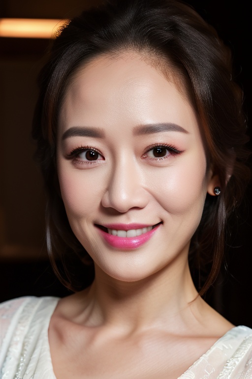PHOTOREALISTIC,REALISTIC,masterpiece,best quality,highres,ultra detailed,8k,1woman,portrait,strobe lighting,looking at viewer, makeup,smile, <lora:chenqiaoen_alexnsfw3.0:0.6>,chenqiaoen,