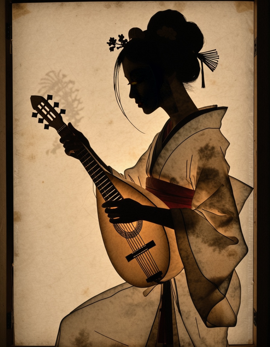ehshadowt2,  a geisha playing lute on Tensor.Art