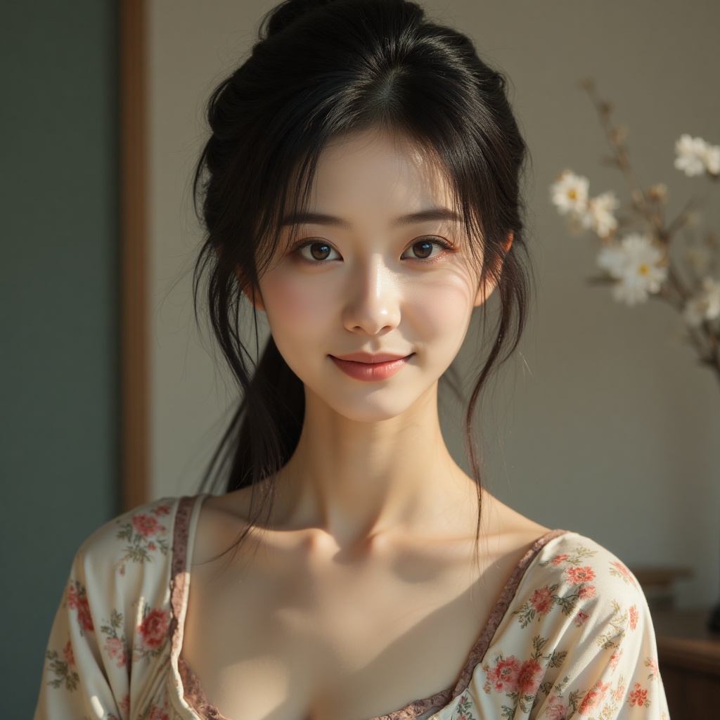 zhenshi,zhenshi,This is a daily life photo of a Chinese beauty. She looks at the camera and smiles. Full body photo,high-definition,realistic,with skin texture,