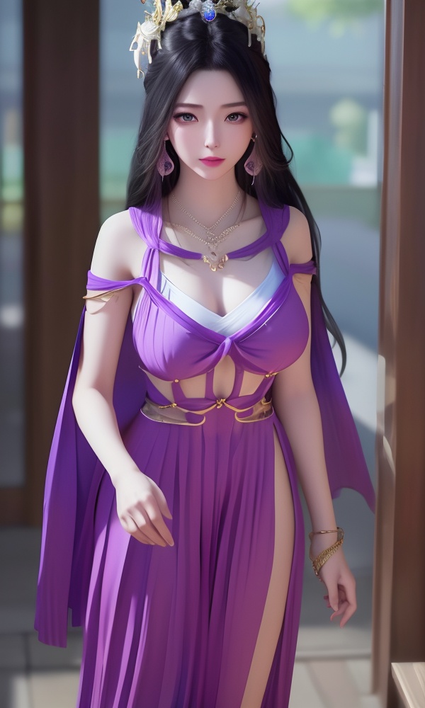 (,1girl, ,best quality, ),looking at viewer, <lora:395-DA-凡人修仙传-紫灵:0.8> ,,,ultra detailed background,ultra detailed background,ultra realistic 8k cg, ,masterpiece, (( , )),tamari \(flawless\),  (magic, magic circle, ),  (()), (), , jewelry, necklace, solo, , , , hair_ornament, , earrings,large breasts,,  , ,