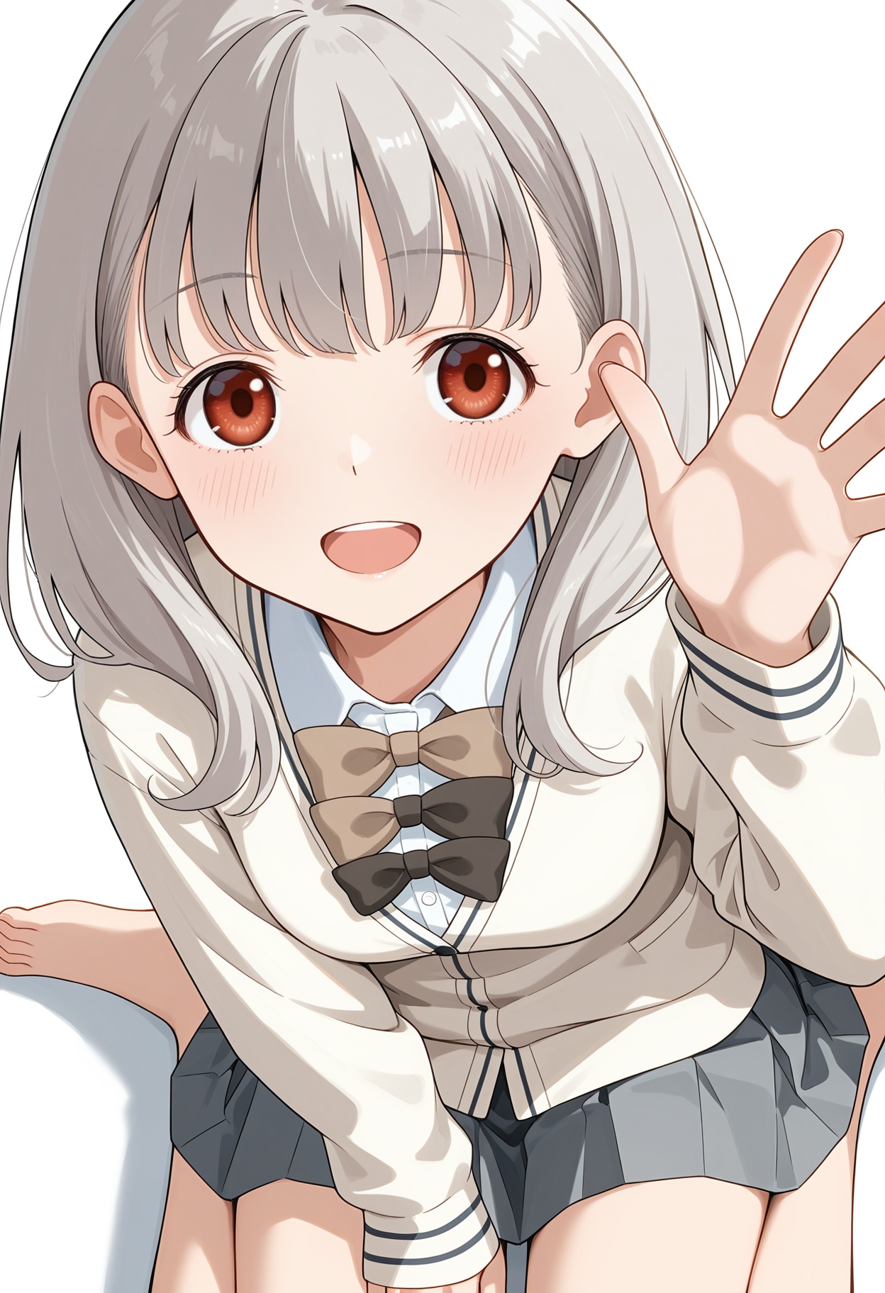shiratama riko,  grey hair,  red eyes on Tensor.Art