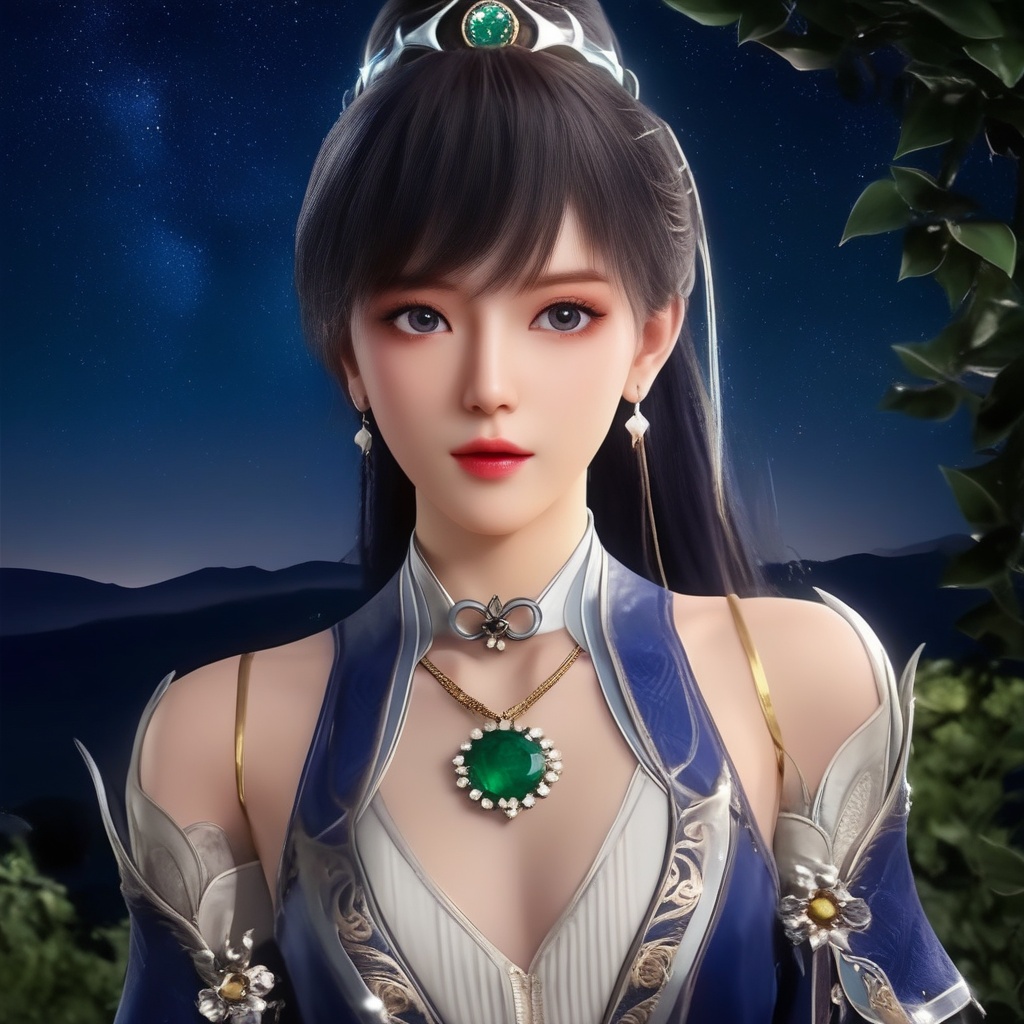 <lora:849-DA-XL-斗罗大陆-唐雅:0.8>, (,1girl, ,best quality, ),,masterpiece(,1girl,night, starry sky, milky way,outdoors, full moon,  night sky, darkness,  world of darkness, , ) ,ultra realistic 8k cg,   clean, masterpiece,     (( , )),, , , prestige, luxury, jewelry, diamond, gold, pearl, gem, sapphire, ruby, emerald, intricate detail, delicate pattern, charming, alluring, seductive, erotic, enchanting, hair ornament, necklace, earrings, bracelet, armlet,halo((, )), (),