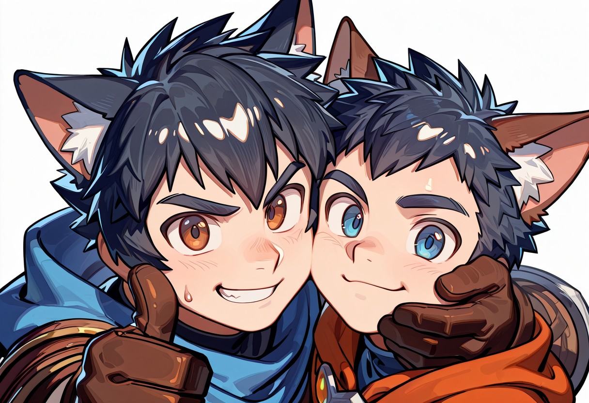 Anime male character,  2males,  two males focus on Tensor.Art