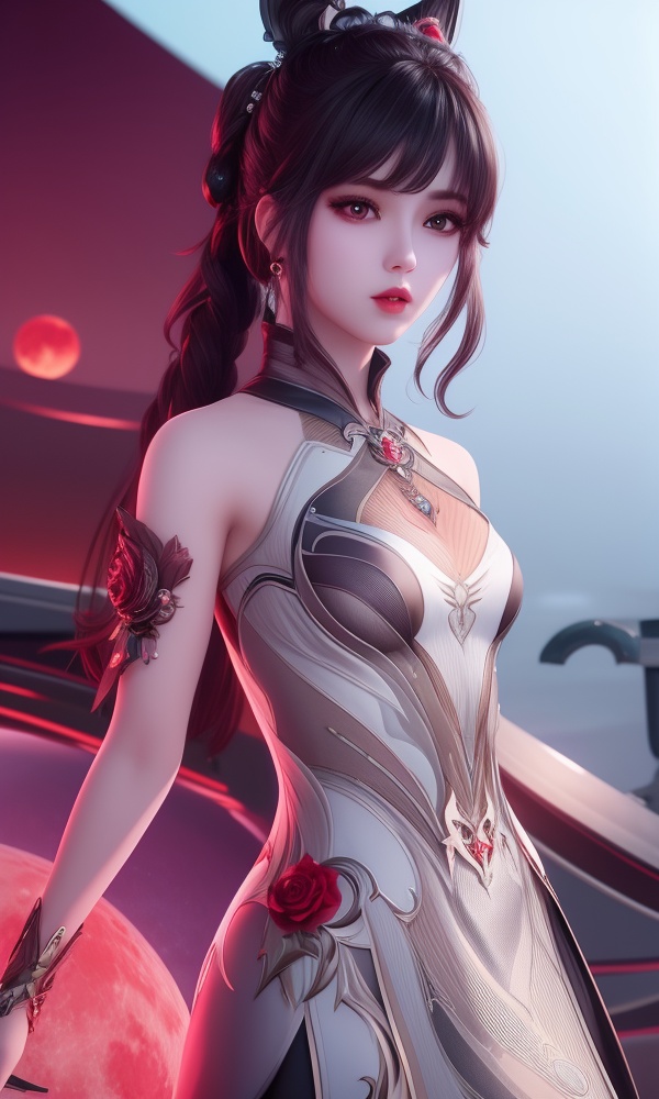 (,1girl, ,best quality, )<lora:358-DA-斗罗大陆-小舞V2-成年:0.7>,,ultra detailed background,ultra detailed background,ultra realistic 8k cg,, ,masterpiece, (( , )),, ,science fiction,mole, ,tamari \(flawless\),   ,red moon, black rose,     (()), (),