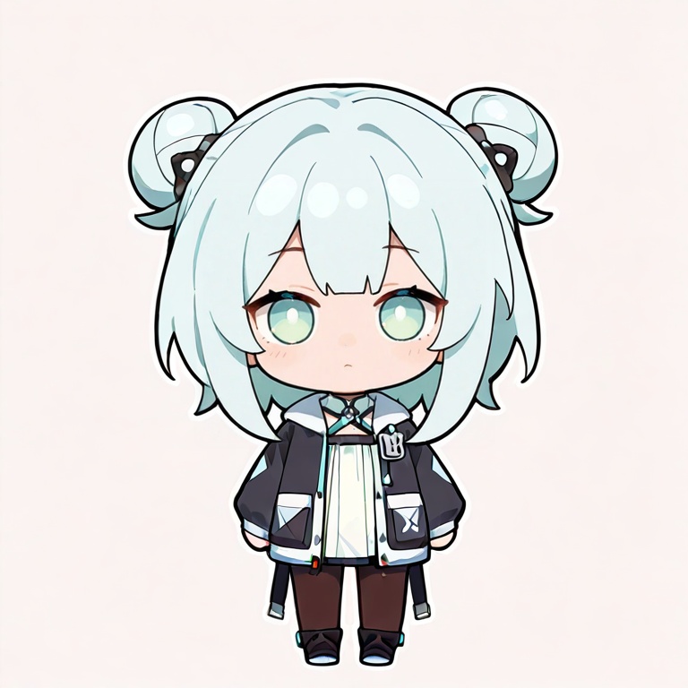 masterpiece, best quality,solo,(grey background:1.2),simple background,1girl,looking at viewer,  chibi, manga_style, luodedao_123_style<lora:罗德岛123ill:0.8>