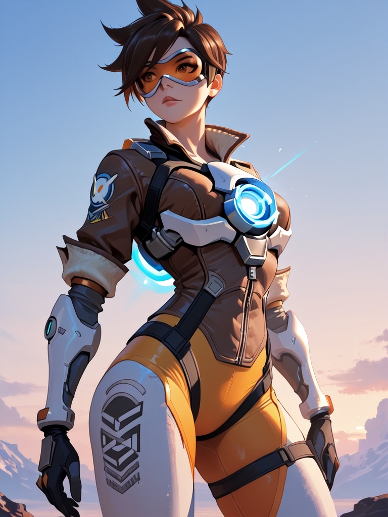1girl,  tracer (overwatch),  tall female on Tensor.Art