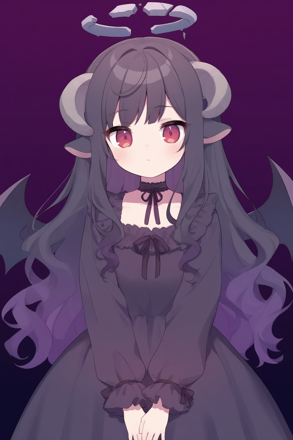 1girl,  purple background,  solo on Tensor.Art