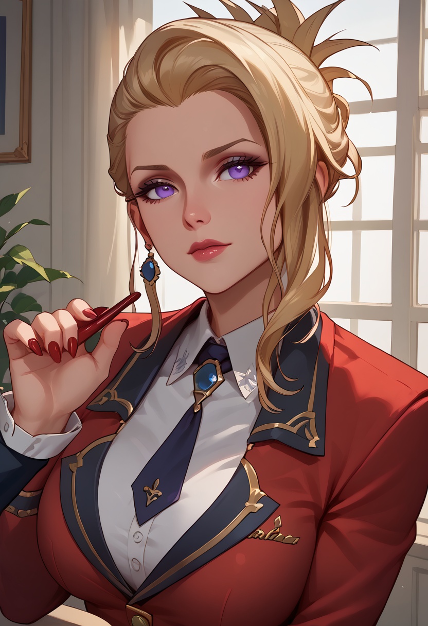 score_9, score_8_up, score_7_up, perfect face, ultra detail, detailed face expression, perfect hand, five fingers, (nsfw:1.3), ExpressiveH, <lora:Expressive_H:1 >,  <lora:StS_PonyXL_Detail_Slider_v1.4_iteration_3:5.0>, 1girl, solo focus,  <lora:ffscarlet-pdxl-nvwls-v1:1> ffScarlet, folded ponytail, purple eyes, 