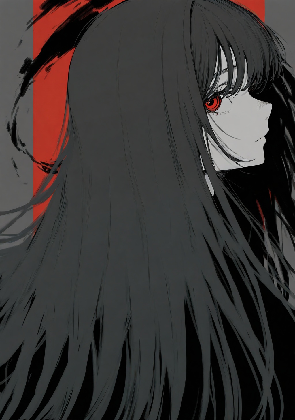 1girl,  spot color,  monochrome on Tensor.Art