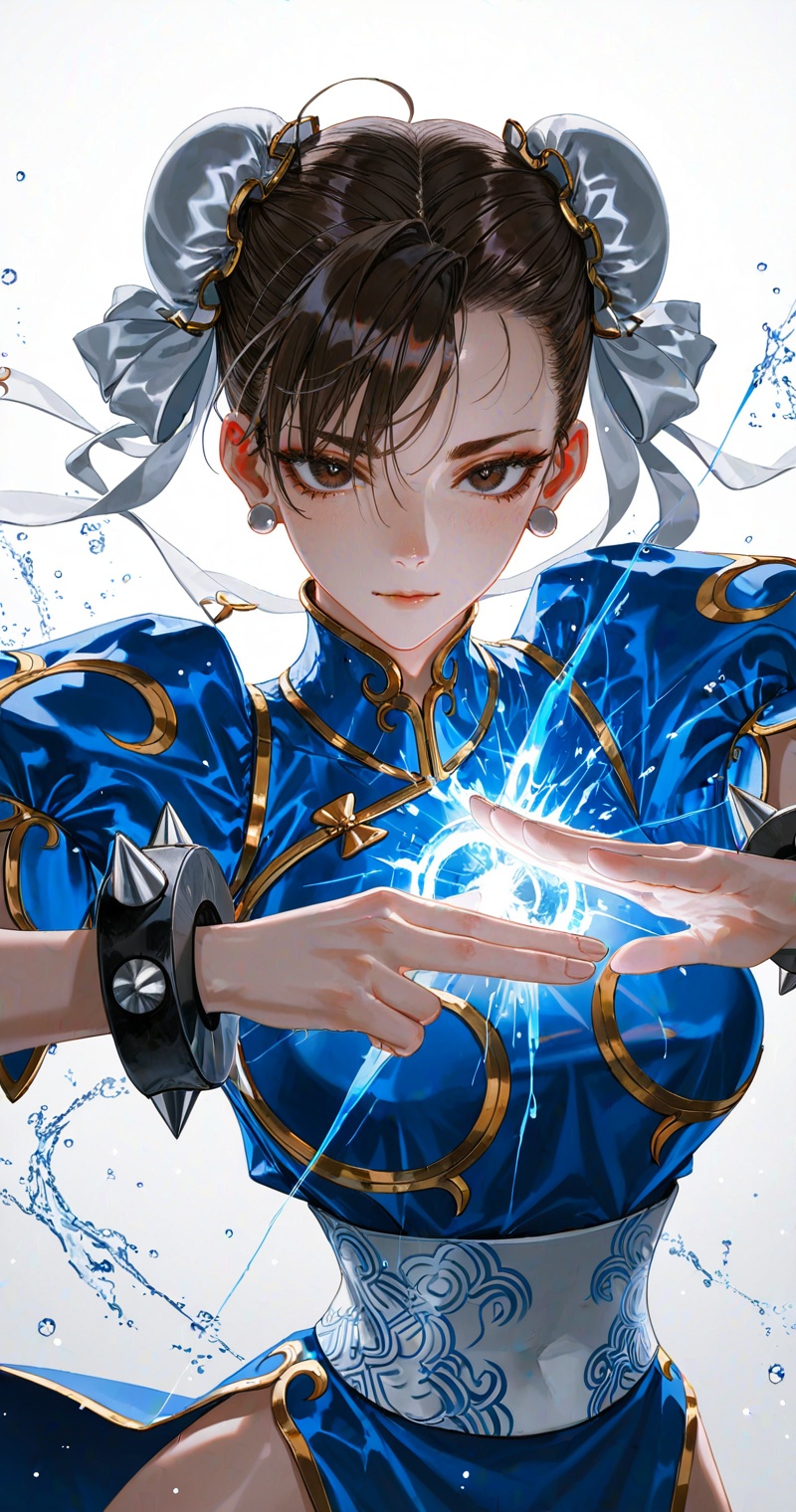 (((chun-li, chun li, chun li, chunli))),(full body:0.8),looking at viewer,eye trail,backlighting,blue and white theme,depth of field,cinematic lighting,light particles,lens flare,close-up details,outstanding style,adding a touch of dimension to your images without compromising details,whirls of vapor,iridescent textures,(Anime:1.1),ethereal ambiance,delicate details,magical high-concept,32K UHD,sharp focus,best-quality,masterpiece,golden hour,unconventional supreme masterpiece,masterful details,temperate atmosphere,with a high-end texture,in the style of fashion photography,photography,cover,dynamic angle,dynamic posture,(artist:quasarcake:0.8),extreme aesthetic,(wlop:0.6),(honjou raita, lack, rella:0.5, wanke),masterpiece,best quality,good quality,very aesthetic,absurdres,visual impact,a shot with tension,ultra-high resolution,32K UHD,sharp focus,best-quality,masterpiece,emotionalization,unconventional supreme masterpiece,masterful details,temperate atmosphere,with a high-end texture,in the style of fashion photography,(visual impact:1.2),giving the poster a dynamic and visually striking appearance,impactful picture,official art,colorful,splash of color,movie perspective,masterpiece,best quality,amazing quality,very aesthetic,absurdres,best quality,newest,