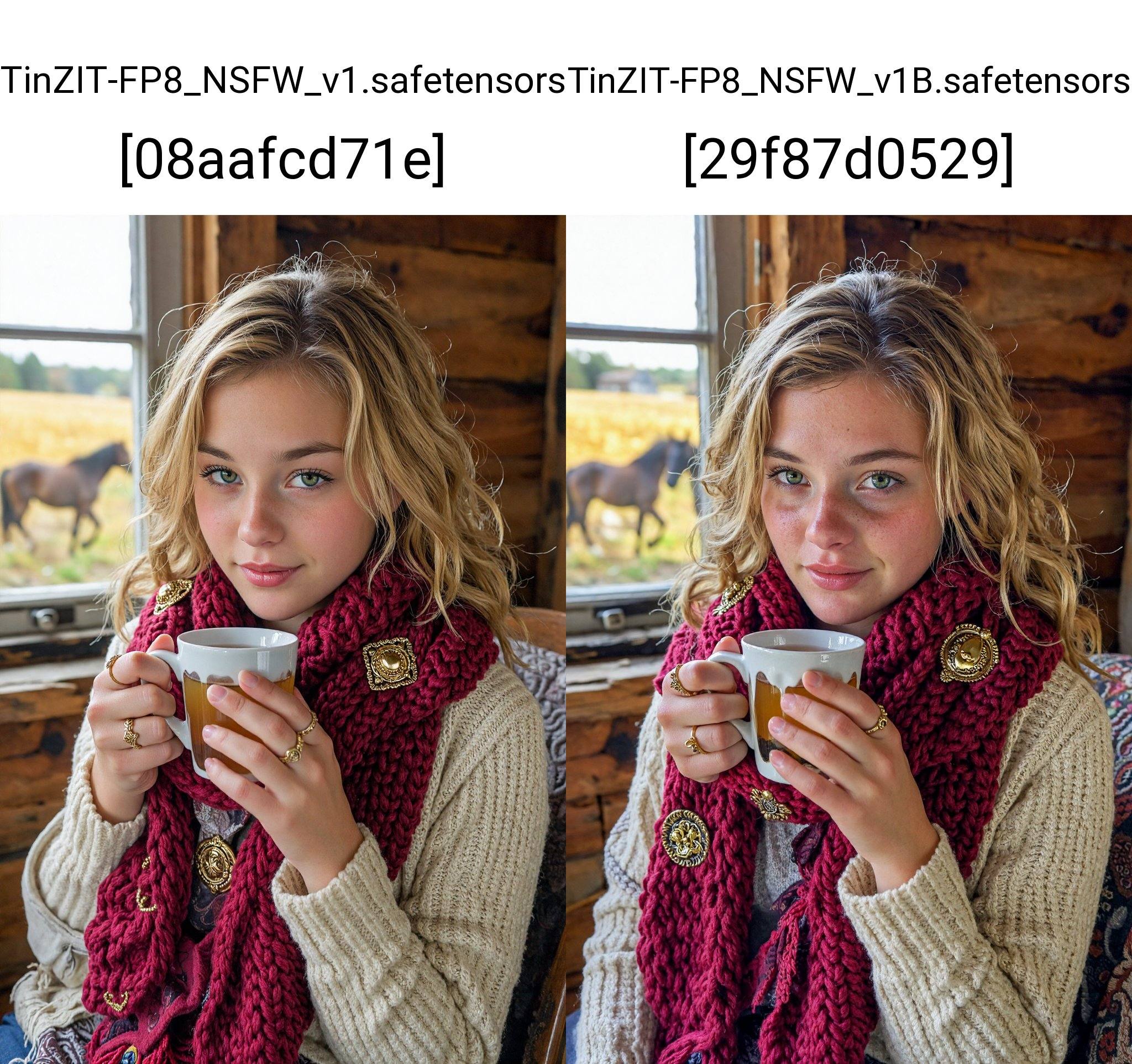 A young Caucasian woman in her early twenties with wavy blonde hair is holding a warm mug of tea,  looking directly at the...