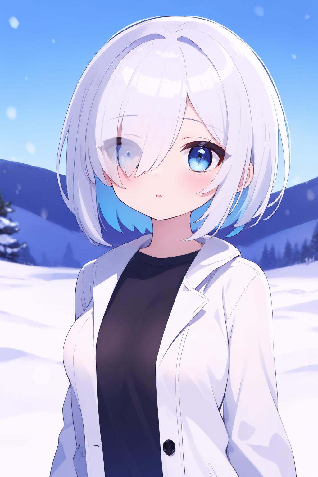 solo,  petite,  silver hair on Tensor.Art