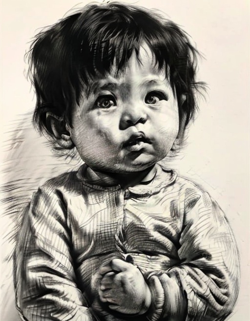 1baby,sketch,sumiao,black and white,<lora:sketch_sumiao:1>,