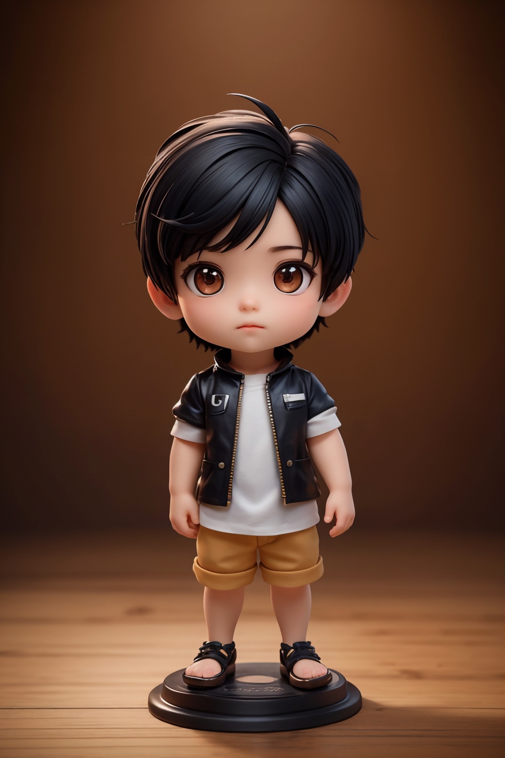 (best quality:1.4),(masterpiece:1.4),(photorealistic:1.4),(Realistic:1.2),(ultra high res, raw photo:1.4),(hdr, hyperdetailed:1.2),(8K:1.2),cinematic photo 1boy,(chibi:1.1),black hair,full body,