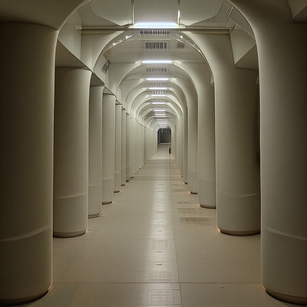 An empty department store with pillars. The store's large open windows should be looking into a mall of thousands of other...